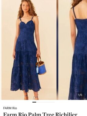 FARM Rio Navy Eyelet Maxi Dress